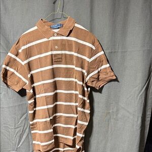 Polo by Ralph Lauren Tan and White Striped Shirt